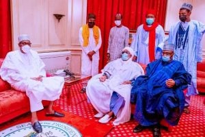 Buhari with the leader of Tijaniyya sect.