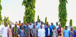 Kogi state Governor, Yahaya Bello middle, with the North Central Group.