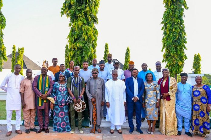 Kogi state Governor, Yahaya Bello middle, with the North Central Group.