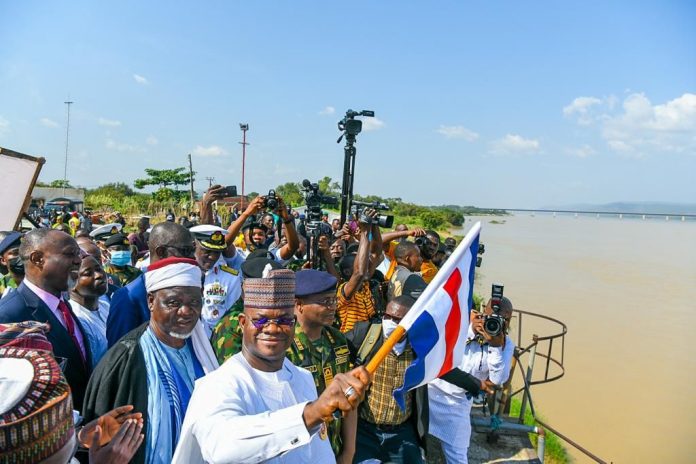 Governor Yahaya Bello flagged off the commencement of hydro graph IPC survey and charting of the Lower Rivers Niger and Benue Rivers Niger and Benue
