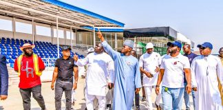 Governor Yahaya Bello paid a visit to the ongoing construction of the Lokoja civic centre
