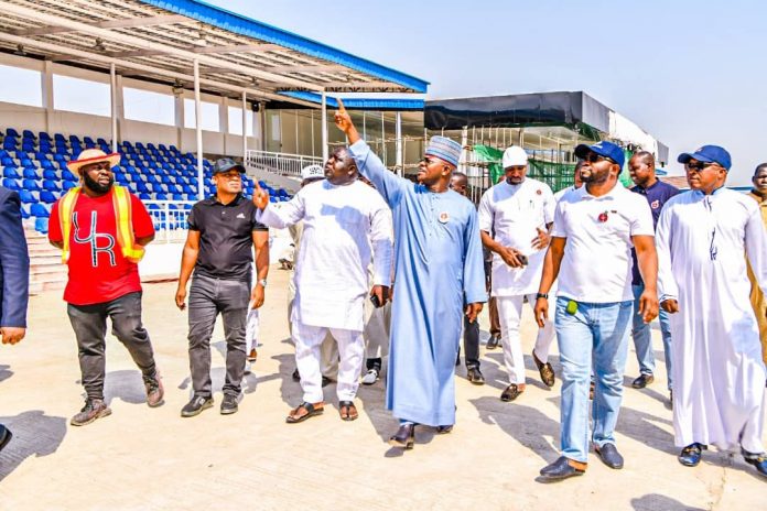 Governor Yahaya Bello paid a visit to the ongoing construction of the Lokoja civic centre