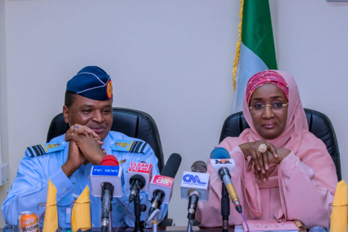 Humanitarian Affair Minister, Sadiya Umar with former Chief of Air Staff, Air Marshal Sadique Abubakar (rtd)