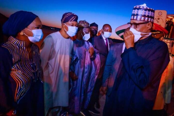 President Muhammadu Buhari and his delegation arriving Madrid, Spain for a State Visit.