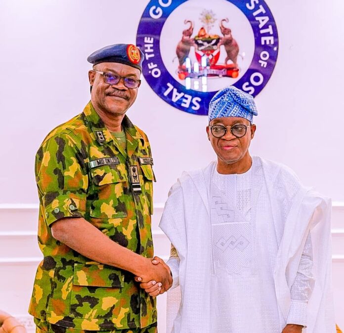 Air Vice Marshall Moses Onilede and Governor Gboyega Oyetola