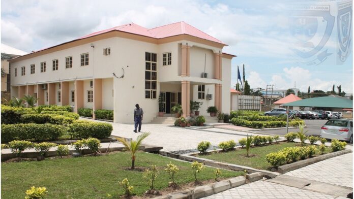 Front view of the Administrative Block of the Confluence University of Science and Technology (CUSTECH), Osara, which was founded by Governor Yahaya Bello.