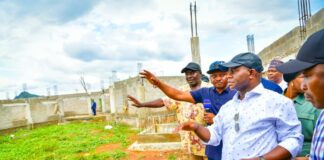 Governor Yahaya Bello at the building site