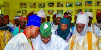 Governor Yahaya Bello with the First and Second Class traditional rulers