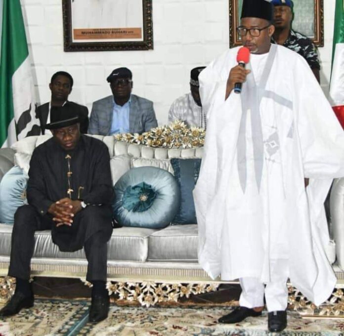 Goodluck Jonathan during the visit to condole with the Bauchi State governor, Bala Muhammad