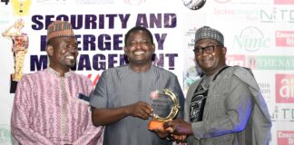 Yushau Shuaib of NIPR, Femi Adesina, Presidential Spokesperson and Mal Mukhtar Sirajo, President of NIPR as Security and Communication Awards in Abuja