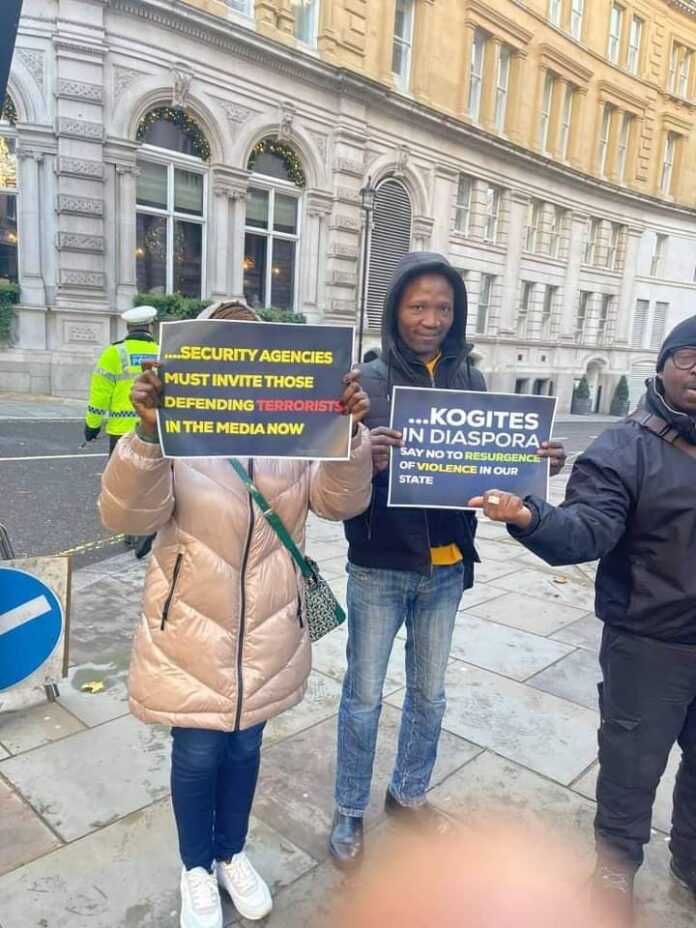 The protesters with placards of varying inscriptions