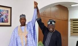 Borno State governor, Professor Babagana Zulum with the presidential candidate of the All Progressives Congress, APC, Bola Ahmed Asiwaju Tinubu