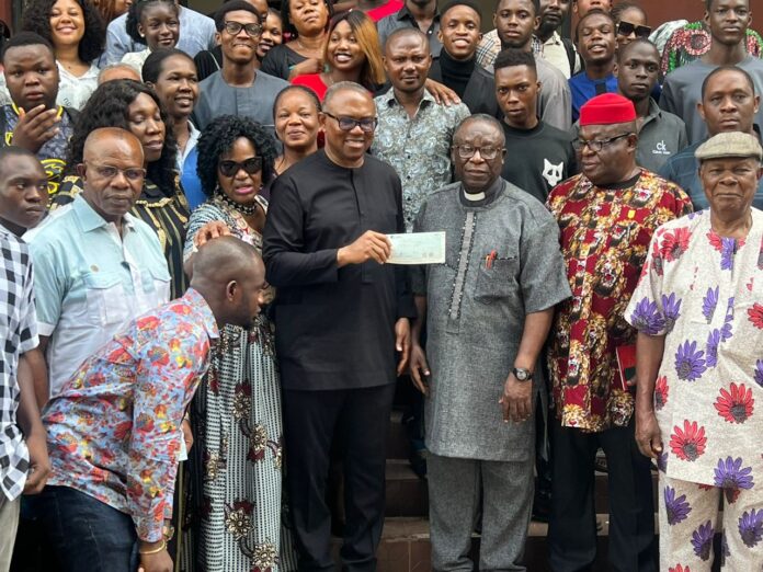 Peter Obi (M) with Prof. Obiora Nwosu and the Deputy Vice Chancellor Academic, Prof. Stella Chinyere Okunna of the Paul University Awka