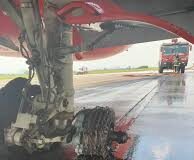 Plane crashes, tyres burst into flames