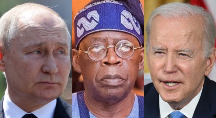 Presidents Putin of Russia, Tinubu of Nigeria and Biden of United States