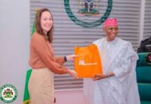 Kano State Governor, Abba Kabir Yusuf with Ms Eva De Wit, First Secretary Migration at the Embassy of the Kingdom of Netherlands