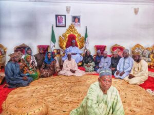 The Emir of Biu, Maidala Mustapha Umar Aliyu II and GCC's Team at his Palace