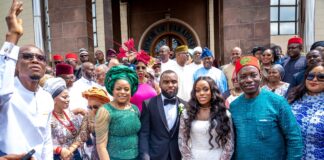 Group photograph with the couple and Governor Soludo (2nd right)