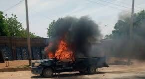 Civil defence vehicle razed