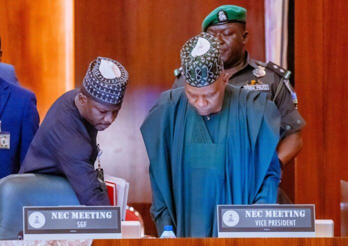 Vice President, Kashim Shettima and Dr Usman Mohammed Shettima at the State House