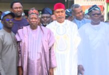 Dr Abdullah Ganduje, newly elected Edo state governor Okpebhol, APC NWC members