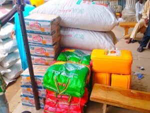 Food items purchased for the flood victims.