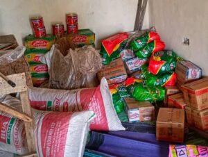 Food items purchased for the flood victims.