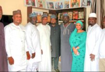 The Interim Chairman of BUK Alumni Association Abuja Chapter, Alhassan Muhammad, (M), Mallam Yushau Shuaib, the Managing Director of IMPR with other members during the courtesy visit.