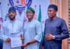 Gwarzo Donates ₦10m to PRNigeria Fellowship, Offers Abuja Property for Media Academy Professor Adamu Abubakar Gwarzo, founder of the Adamu Abubakar Gwarzo Foundation and Maryam Abacha American University of Nigeria (MAAUN), In a group photograph with some management team of IMPR, Sa’ad Shuaib and Adna Mukhtar