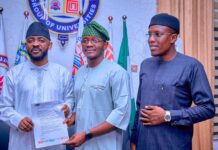 Gwarzo Donates ₦10m to PRNigeria Fellowship, Offers Abuja Property for Media Academy Professor Adamu Abubakar Gwarzo, founder of the Adamu Abubakar Gwarzo Foundation and Maryam Abacha American University of Nigeria (MAAUN), In a group photograph with some management team of IMPR, Sa’ad Shuaib and Adna Mukhtar